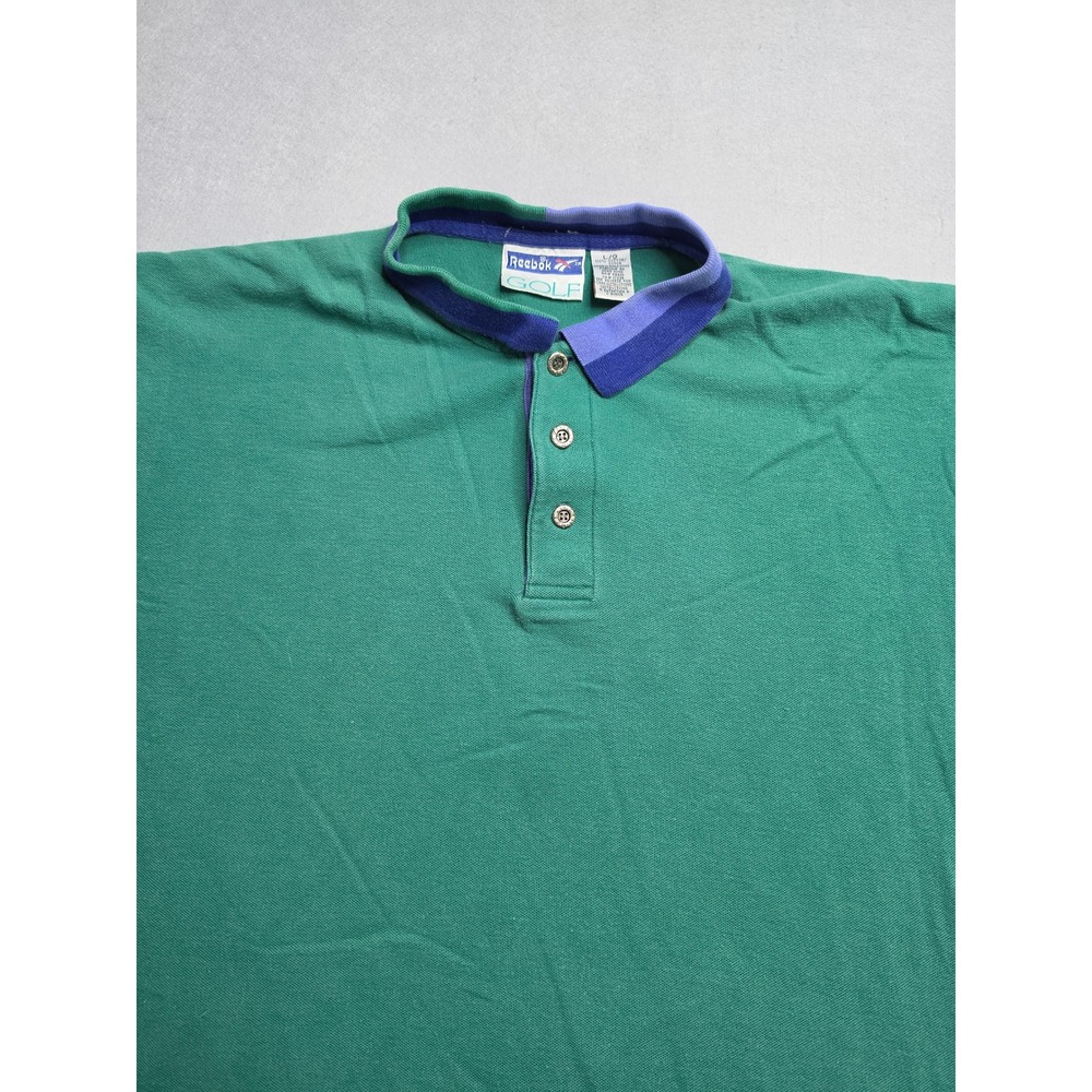 Vintage Reebok Golf Polo Shirt Mens Large Green 100% Cotton Resortwear Retro - Picture 2 of 7